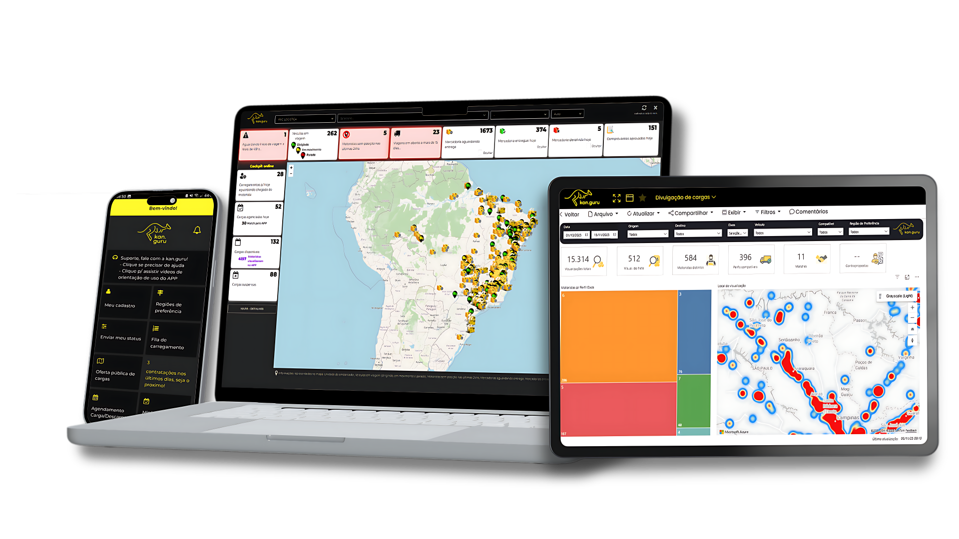 Cockpit com dashboard de gestão logística, monitoramento de cargas, indicadores operacionais e visão centralizada da operação.