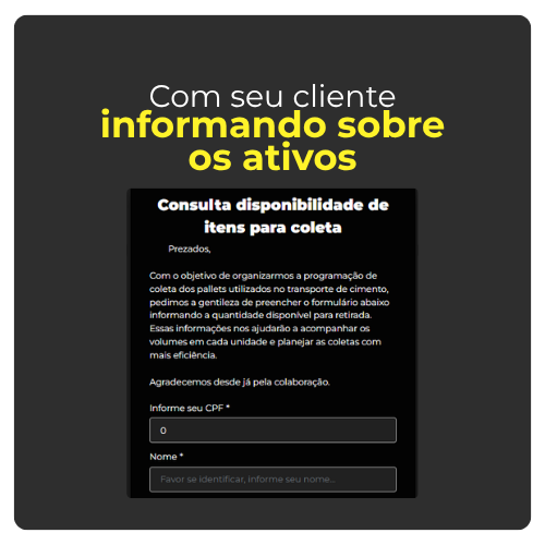 Tela de consulta de disponibilidade de itens para coleta